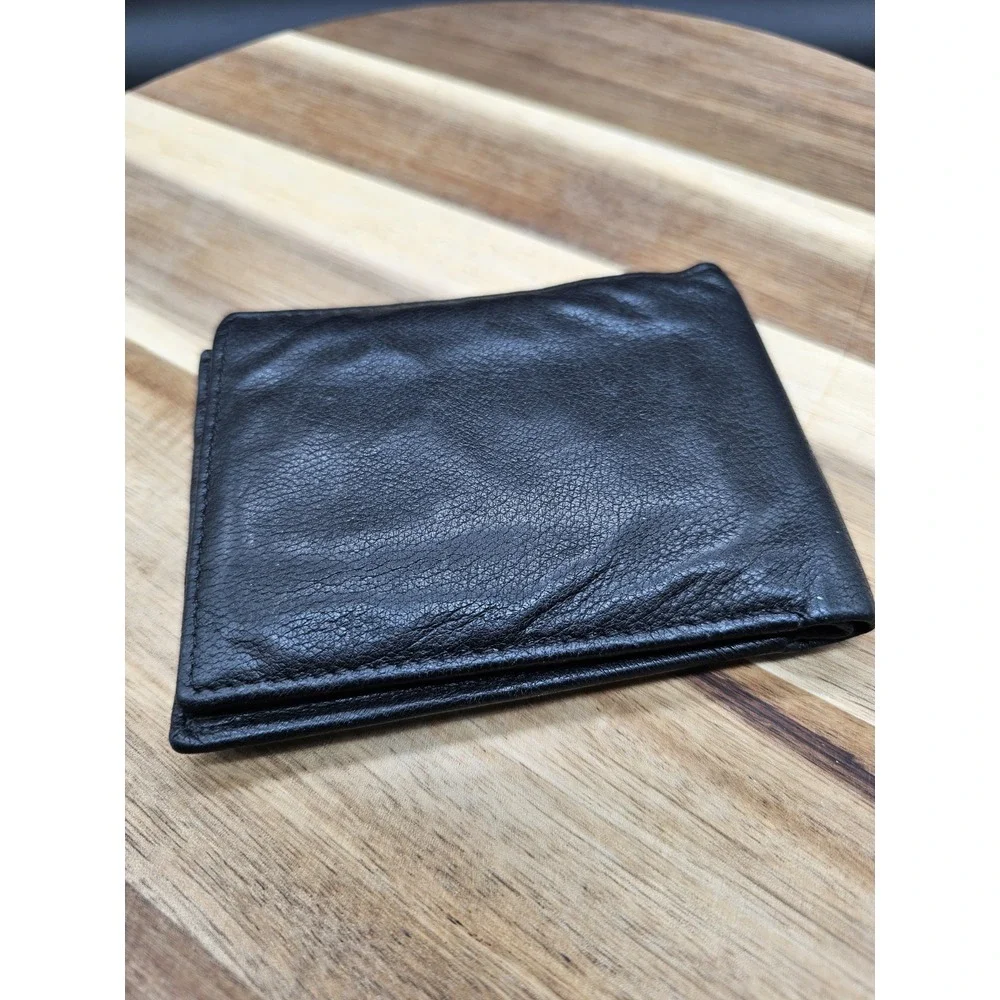 True Religion GENUINE LEATHER WALLET‎ Bi-Fold BLACK / CAMO HORSESHOE